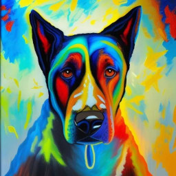 acrylic painting of a dog with bold brushstrokes vibrant colors and dynamic texture expressing emotion and realism download 2025 04 08t074813 753
