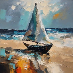 je veux un modele de peinture représentant une peinture impressioniste, un grand voilier ancien dans une mer agitée, il y a aussi une falaise, une plage. le voilier semble moilier pas loin de la plage