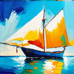 je veux un modele de peinture représentant une peinture impressioniste, un grand voilier ancien dans une mer agitée, il y a aussi une falaise, une plage. le voilier semble moilier pas loin de la plage
