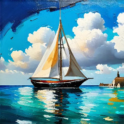 je veux un modele de peinture représentant une peinture impressioniste, un grand voilier ancien dans une mer agitée, il y a aussi une falaise, une plage. le voilier semble moilier pas loin de la plage