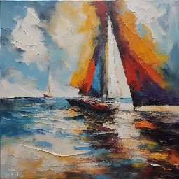 je veux un modele de peinture représentant une peinture impressioniste, un grand voilier ancien dans une mer agitée, il y a aussi une falaise, une plage. le voilier semble moilier pas loin de la plage